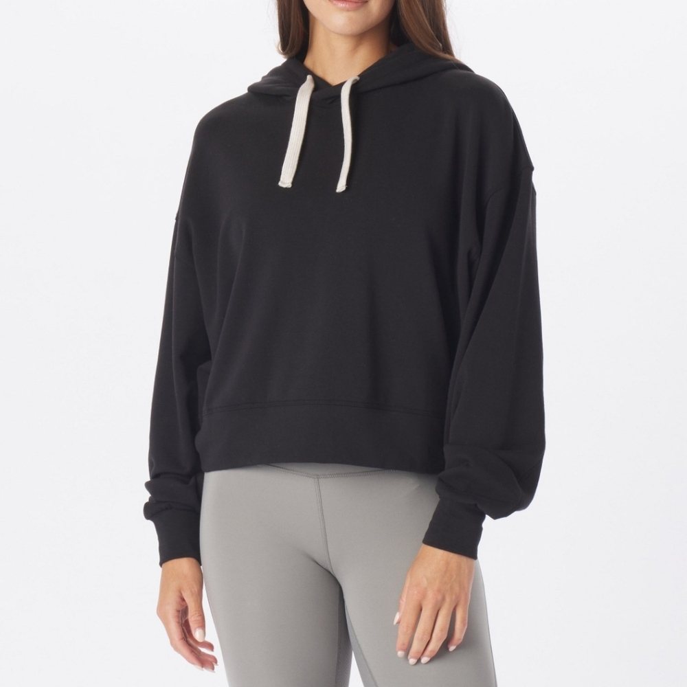 Glyder Hoodie 1/4 Zip Black Size XL Oversized Plush Fleece Cropped Ai-2684